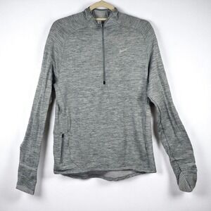 Nike Dri-FIT Half Zip Pullover Running Top Woman Medium‎ Active Gray Thumb Holes